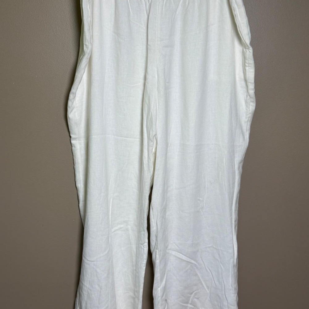 Abercrombie & Fitch White Linen Wide Leg Ultra High Rise Pants XXLR